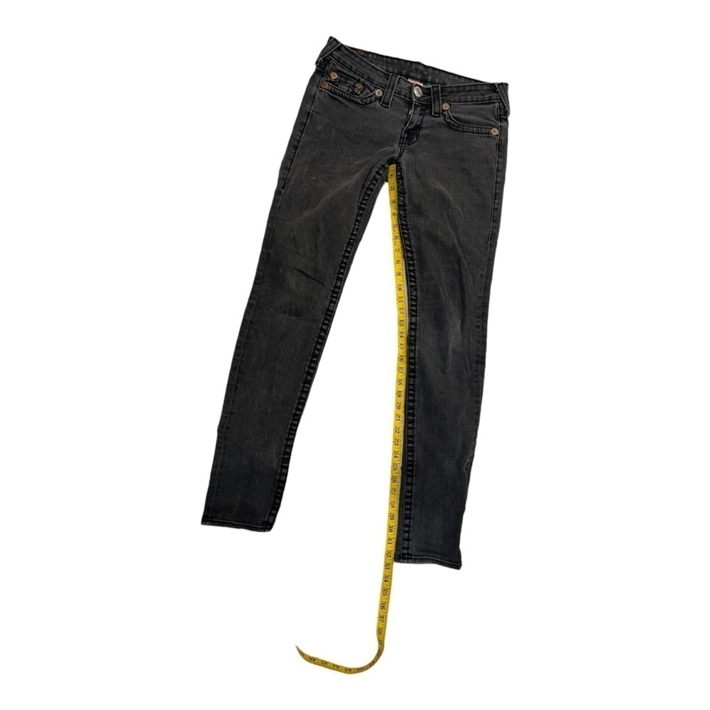 True Religion Stella Big T Black Jeans 29 Made in USA Skinny Low Rise Vintage - Picture 13 of 14